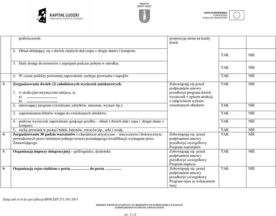 : przedłoŝyć program dwóch a) wycieczek z opisem atrakcji, b)... z załączeniem wykazu 2. interesujący program (zwiedzanie zabytków, muzeum, wystaw itp.); zwiedzanych obiektów 3.