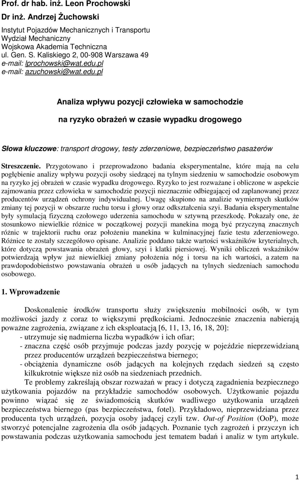 pl e-mail: azuchowski@wat.edu.