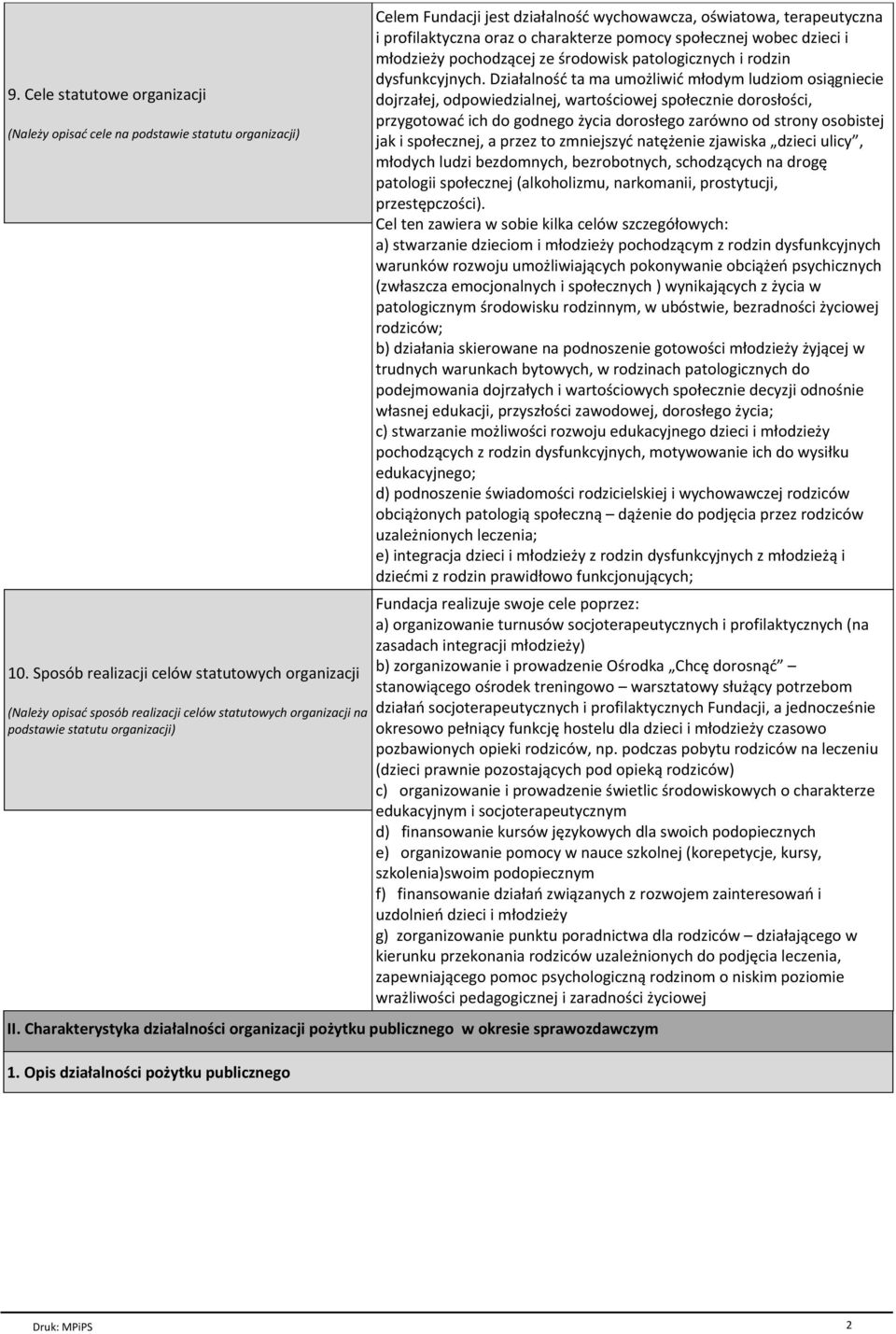 wiatowa, terapeutyczna i profilaktyczna oraz o charakterze pomocy spoģecznej wobec dzieci i mģodzieŋy pochodzđcej ze rodowisk patologicznych i rodzin dysfunkcyjnych.