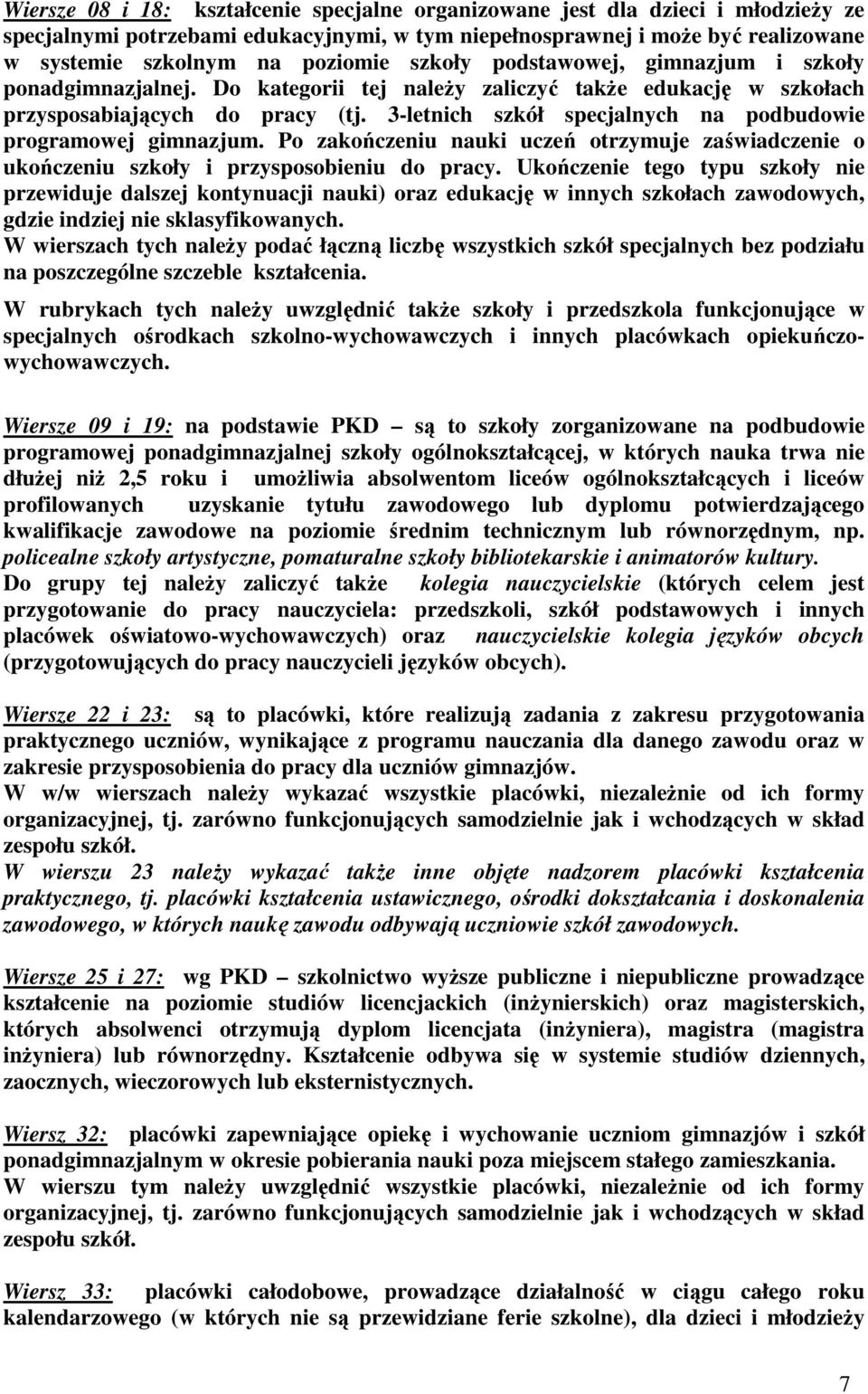 3-letnich szkół specjalnych na podbudowie programowej gimnazjum. Po zakończeniu nauki uczeń otrzymuje zaświadczenie o ukończeniu szkoły i przysposobieniu do pracy.