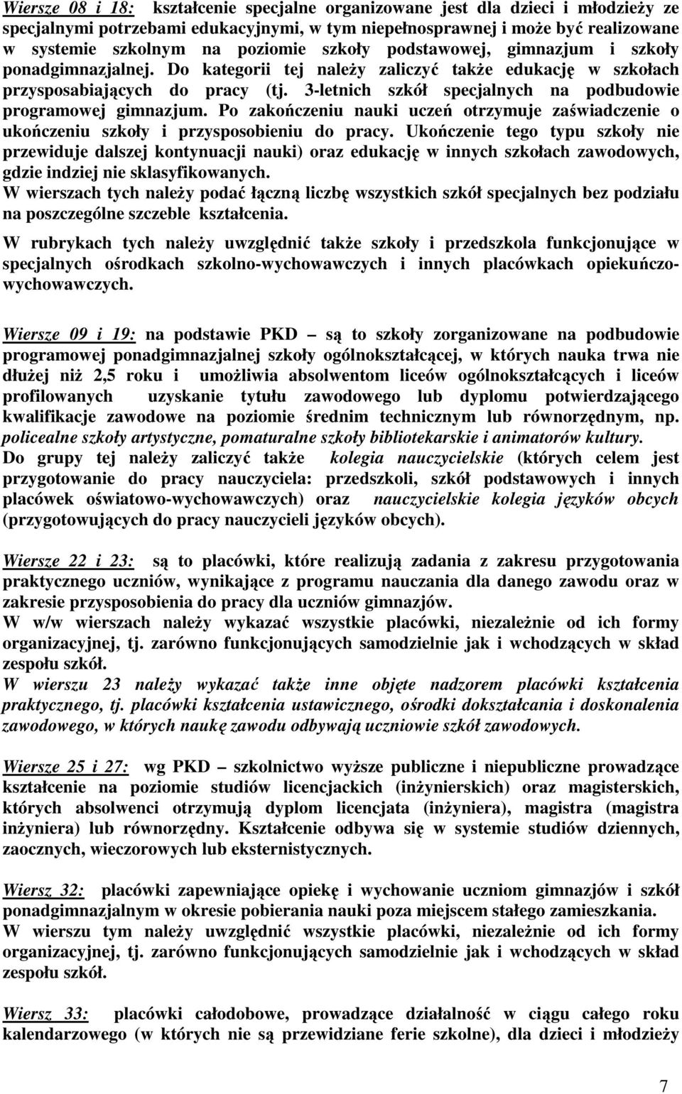 3-letnich szkół specjalnych na podbudowie programowej gimnazjum. Po zakończeniu nauki uczeń otrzymuje zaświadczenie o ukończeniu szkoły i przysposobieniu do pracy.