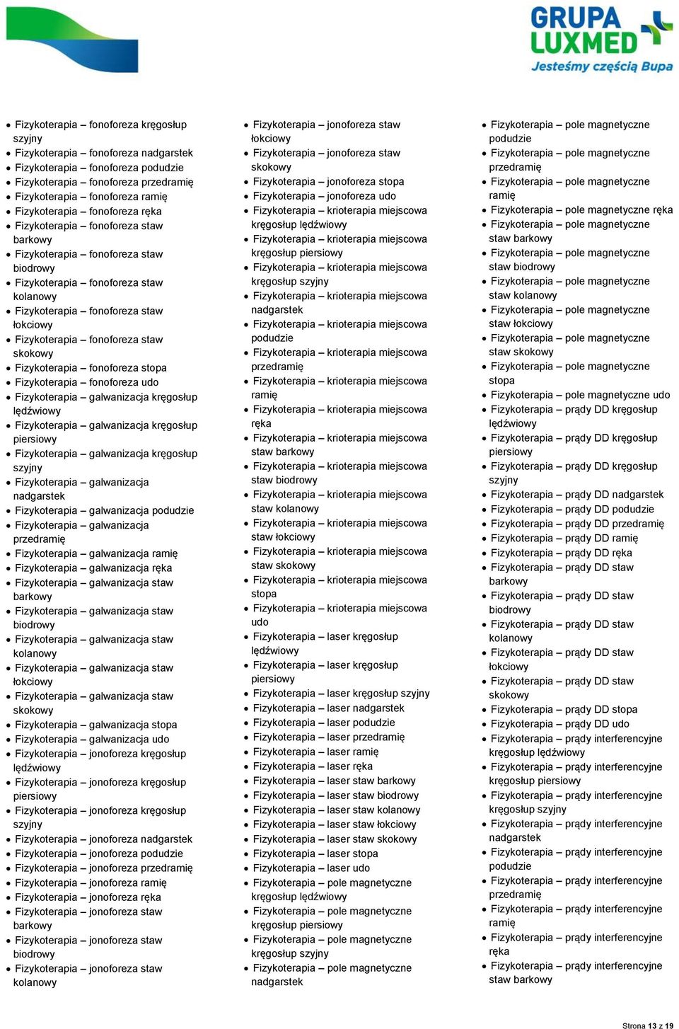 Fizykoterapia fonoforeza stopa Fizykoterapia fonoforeza udo Fizykoterapia galwanizacja kręgosłup lędźwiowy Fizykoterapia galwanizacja kręgosłup piersiowy Fizykoterapia galwanizacja kręgosłup szyjny