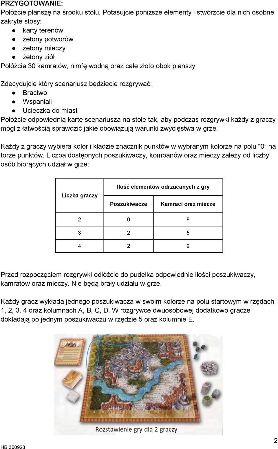Zdecydujcie który scenariusz będziecie rozgrywać: Bractwo Wspaniali Ucieczka do miast Połóżcie odpowiednią kartę scenariusza na stole tak, aby podczas rozgrywki każdy z graczy mógł z łatwością