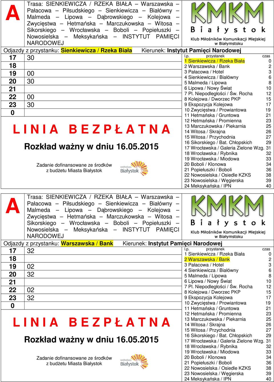 3 Odjazdy z przystanku: Warszawska / Bank