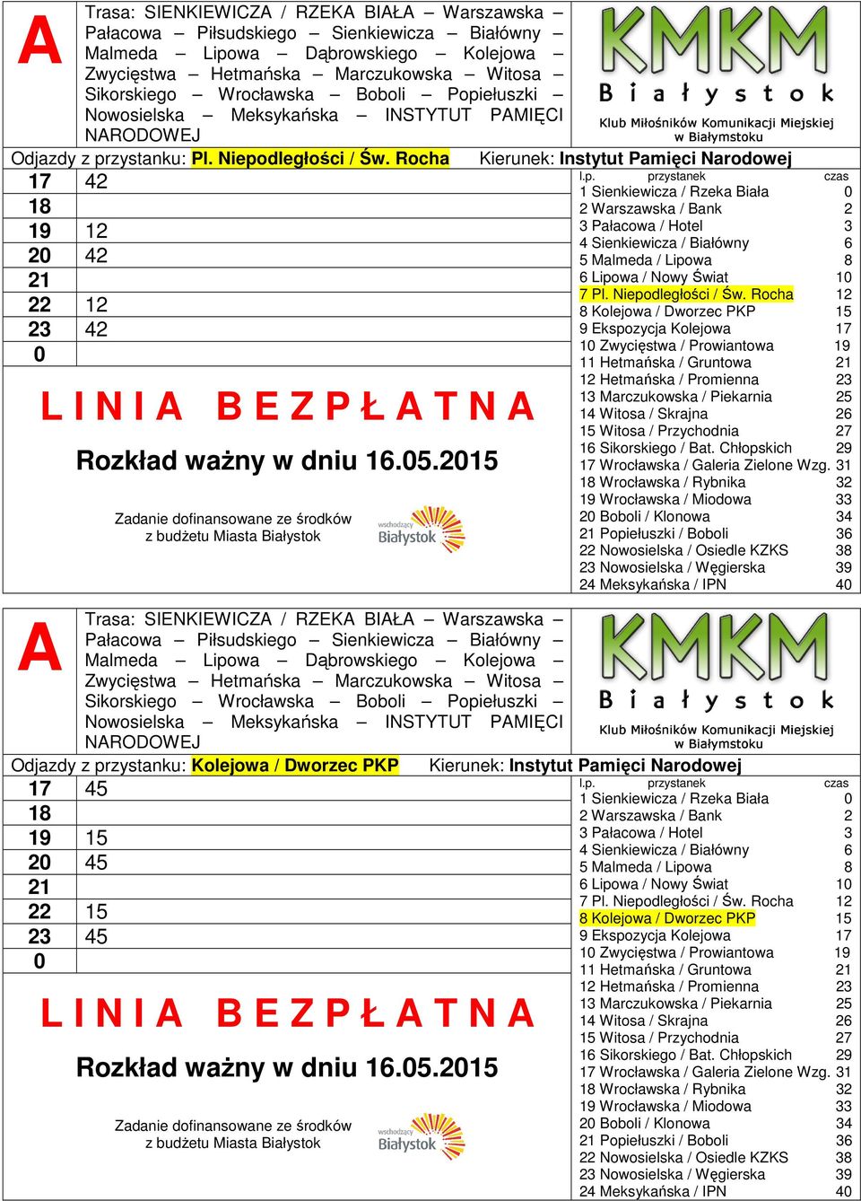 42 22 12 42 Odjazdy z przystanku: Kolejowa / Dworzec