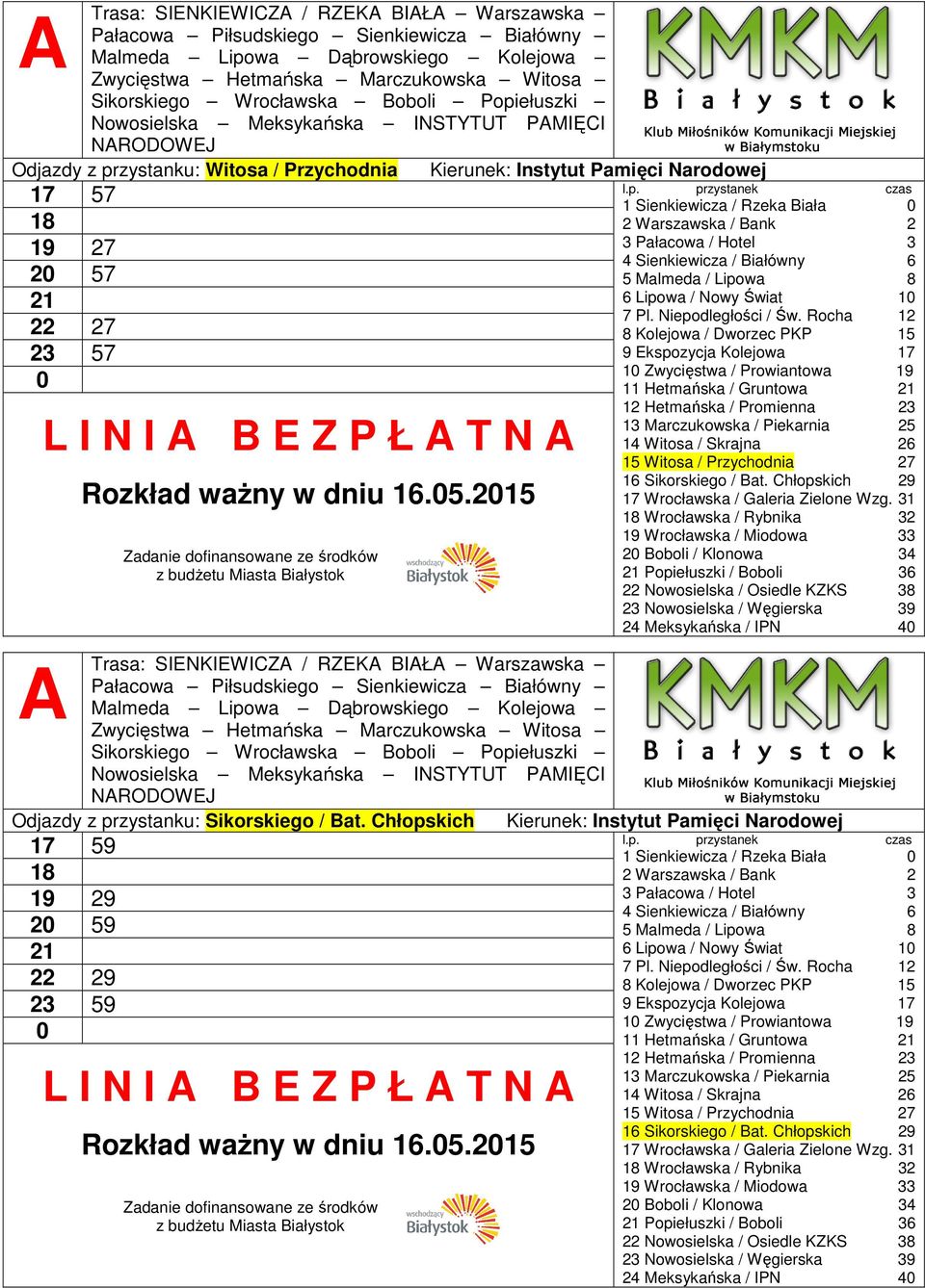 Odjazdy z przystanku: Sikorskiego / Bat.