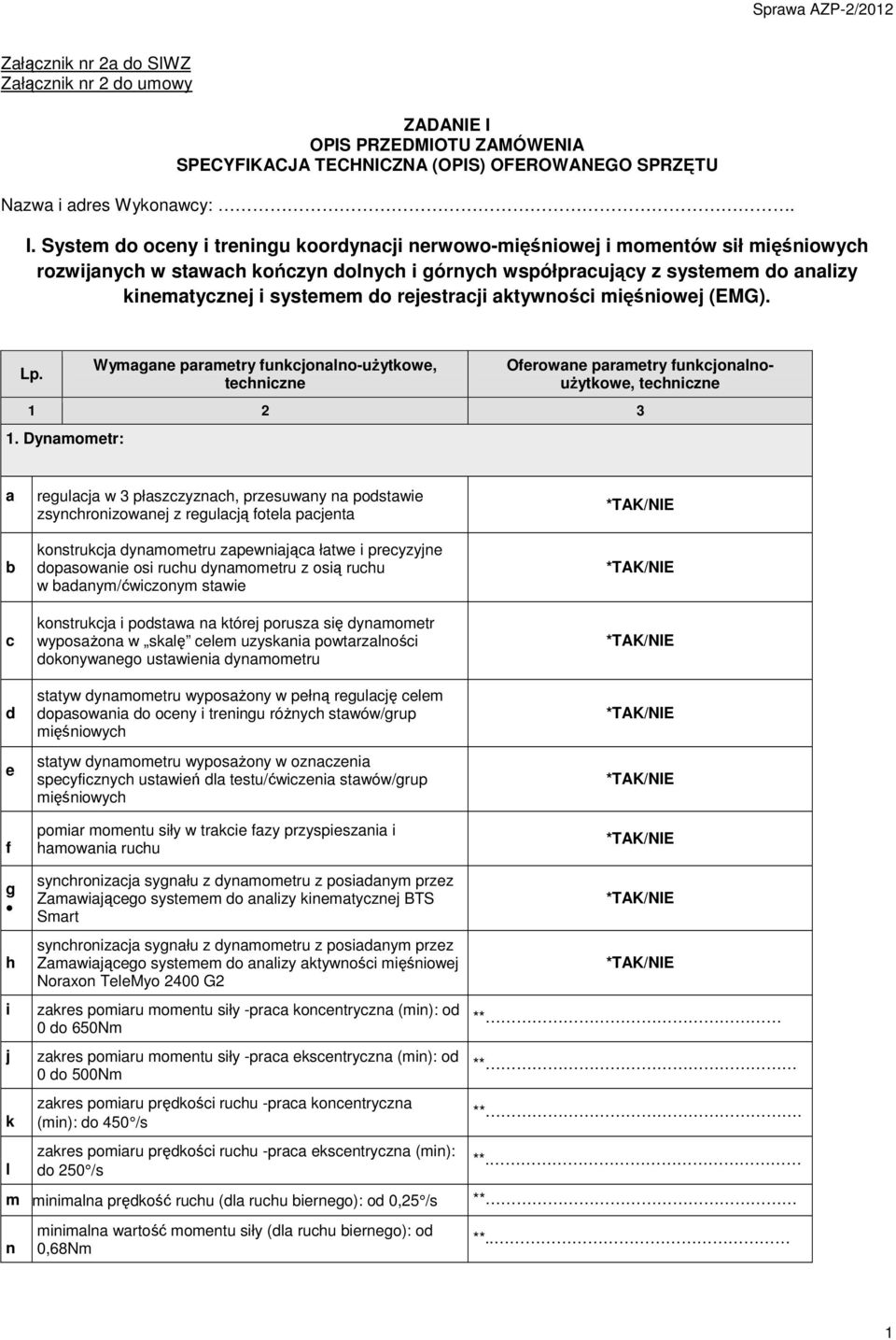 Systm o ony i trningu koorynji nrwowo-mięśniowj i momntów sił mięśniowyh rozwijnyh w stwh końzyn olnyh i górnyh współprująy z systmm o nlizy kinmtyznj i systmm o rjstrji ktywnośi mięśniowj (EMG).