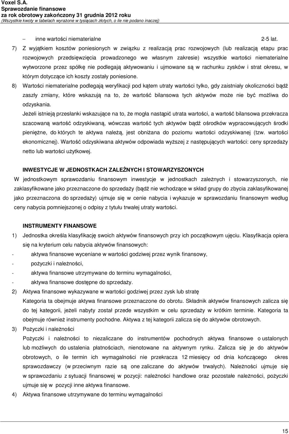 wytworzone przez spółkę nie podlegają aktywowaniu i ujmowane są w rachunku zysków i strat okresu, w którym dotyczące ich koszty zostały poniesione.
