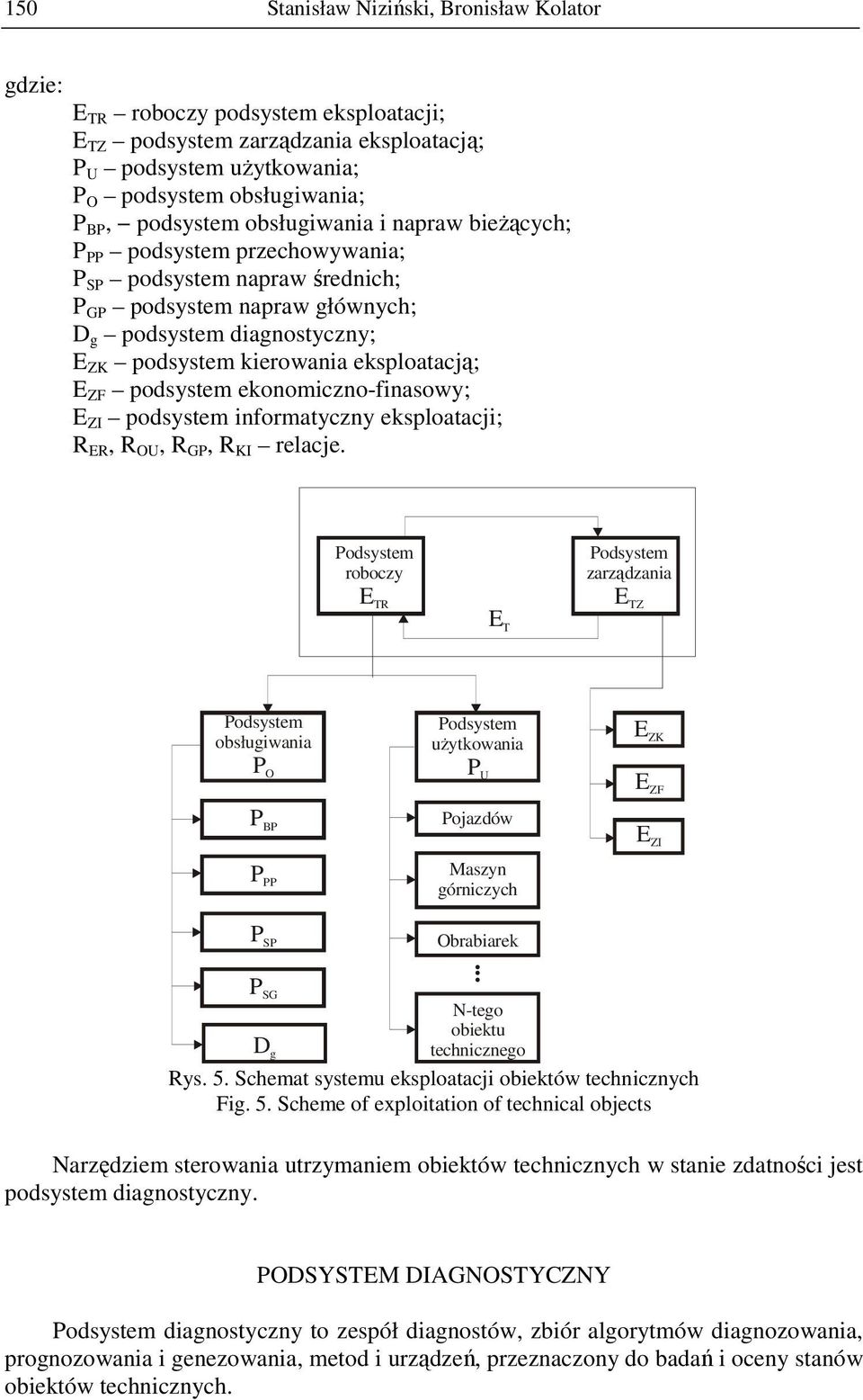 ZI podsystem informatyczny eksploatacji; R ER, R OU, R GP, R KI relacje.