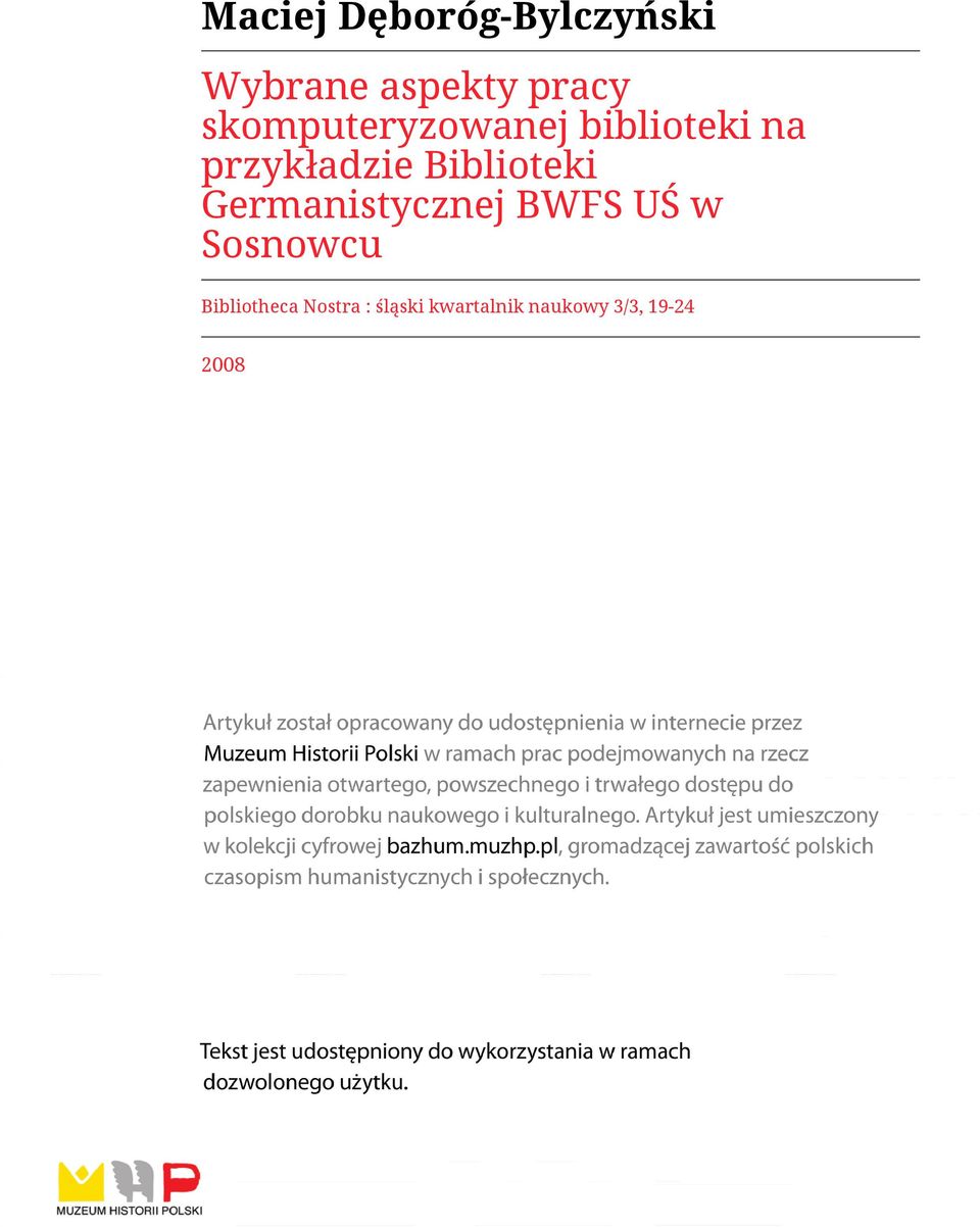 Biblioteki Germanistycznej BWFS UŚ w Sosnowcu