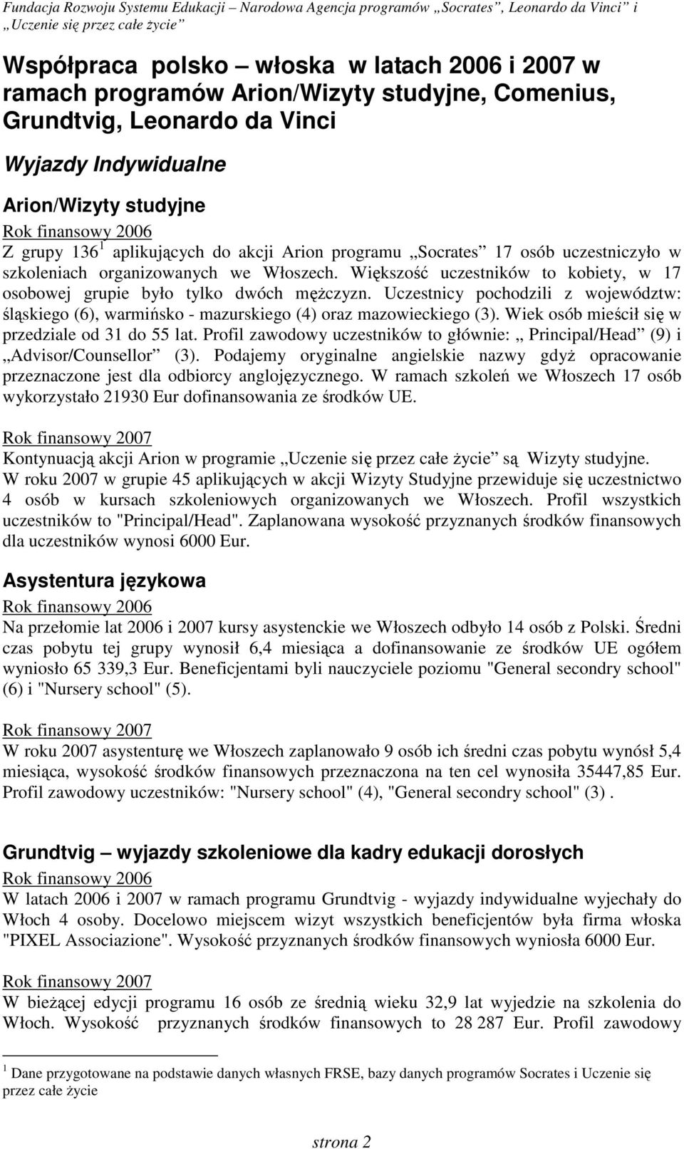 Uczestnicy pochodzili z województw: śląskiego (6), warmińsko - mazurskiego (4) oraz mazowieckiego (3). Wiek osób mieścił się w przedziale od 31 do 55 lat.