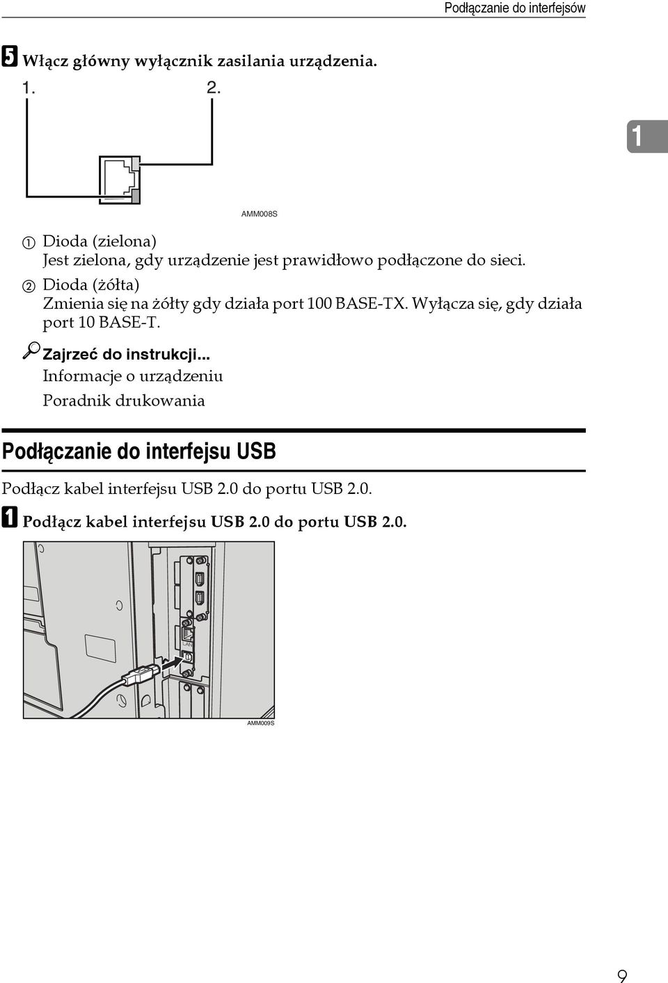 B Dioda (åóâta) Zmienia siê na åóâty gdy dziaâa port 100 BASE-TX. Wyâàcza siê, gdy dziaâa port 10 BASE-T.