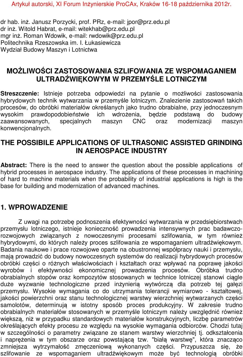 możliwości zastosowania hybrydowych technik wytwarzania w przemyśle lotniczym.