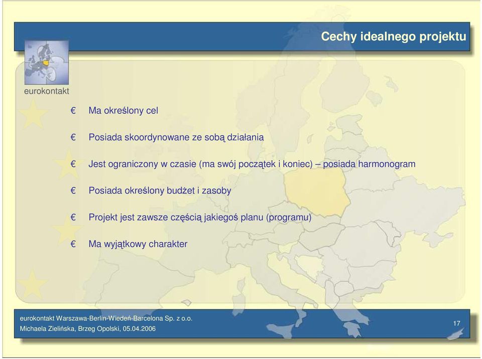 koniec) posiada harmonogram Posiada określony budŝet i zasoby