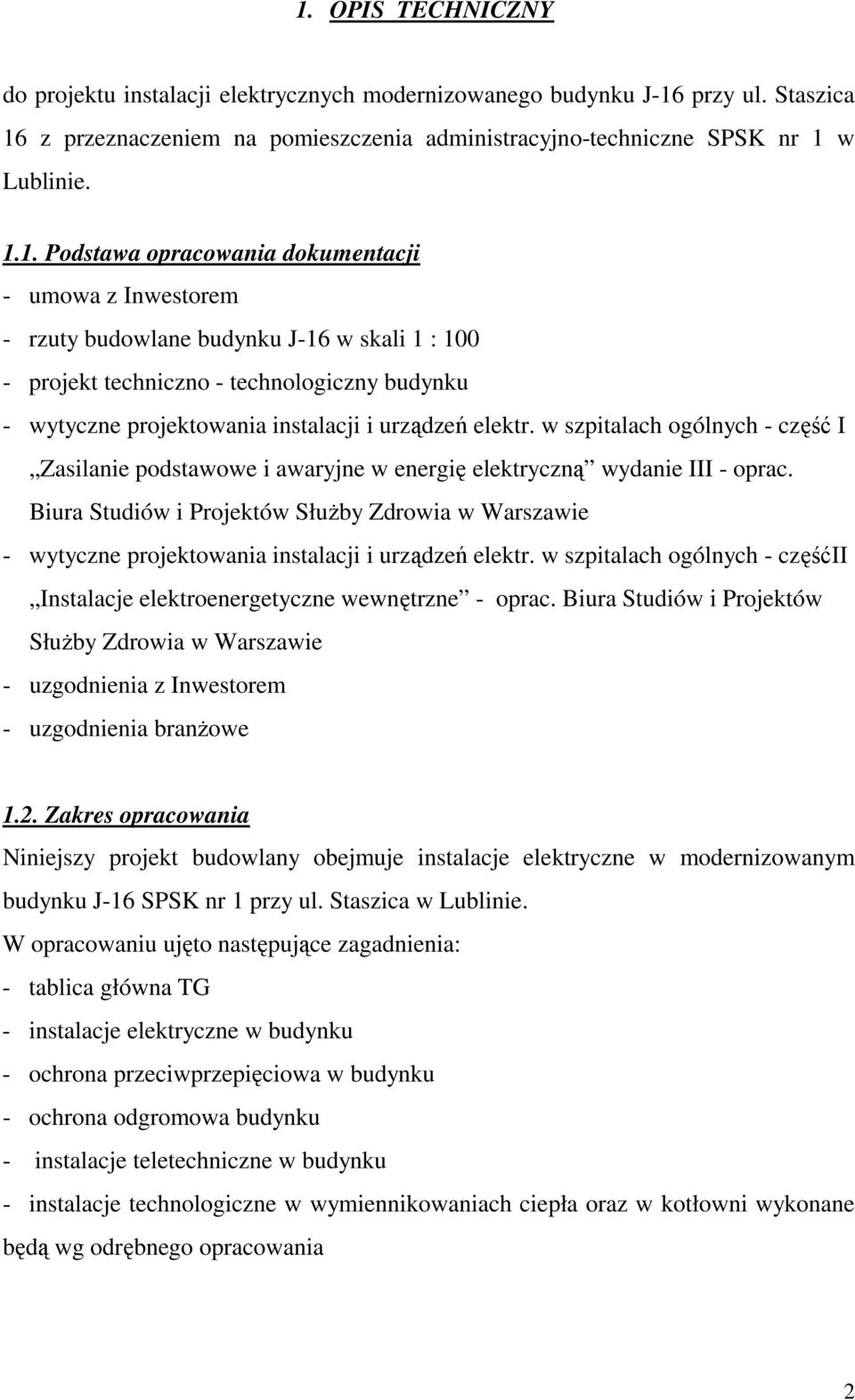 elektr. w szpitalach ogólnych - część I Zasilanie podstawowe i awaryjne w energię elektryczną wydanie III - oprac.