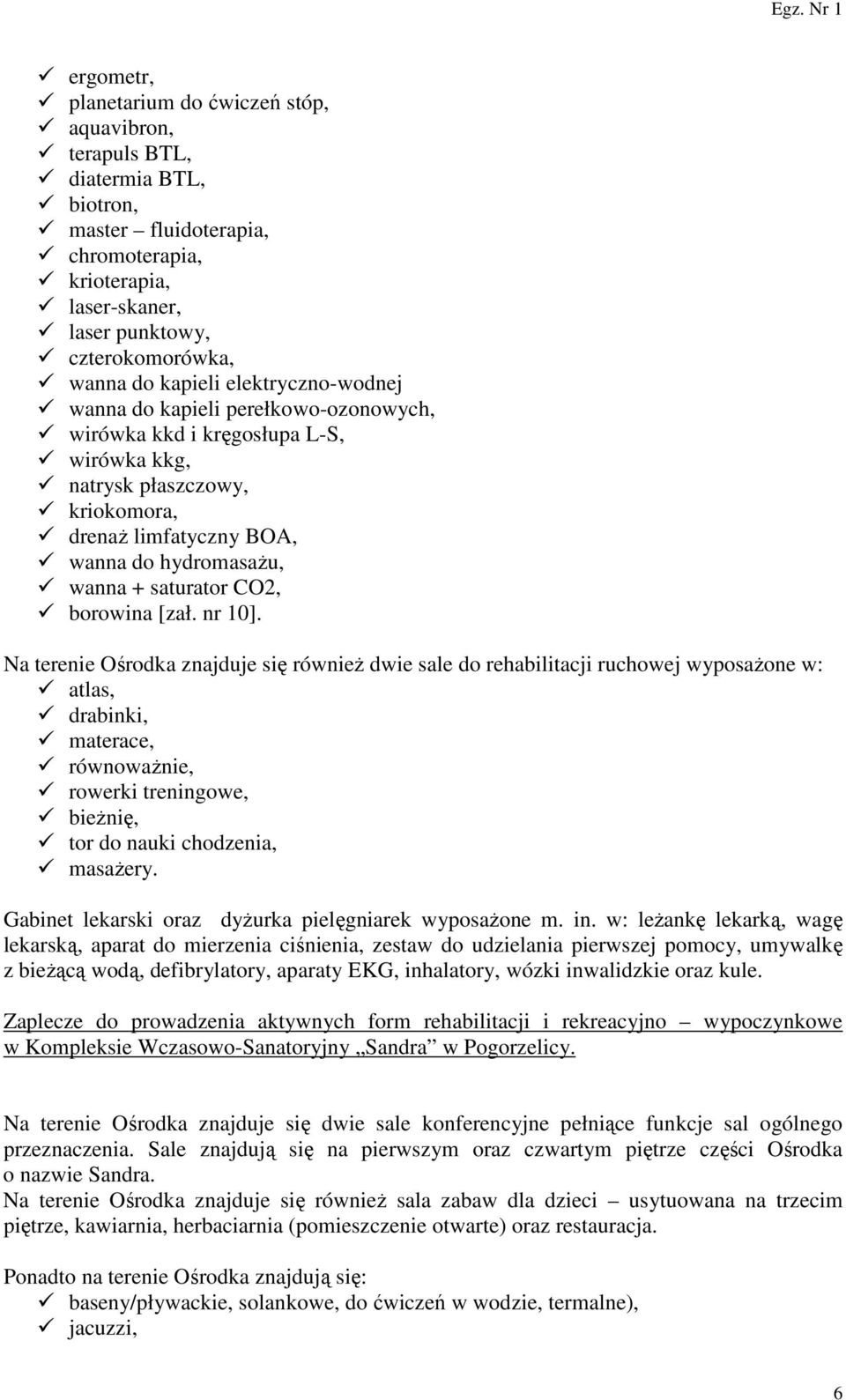 saturator CO2, borowina [zał. nr 10].