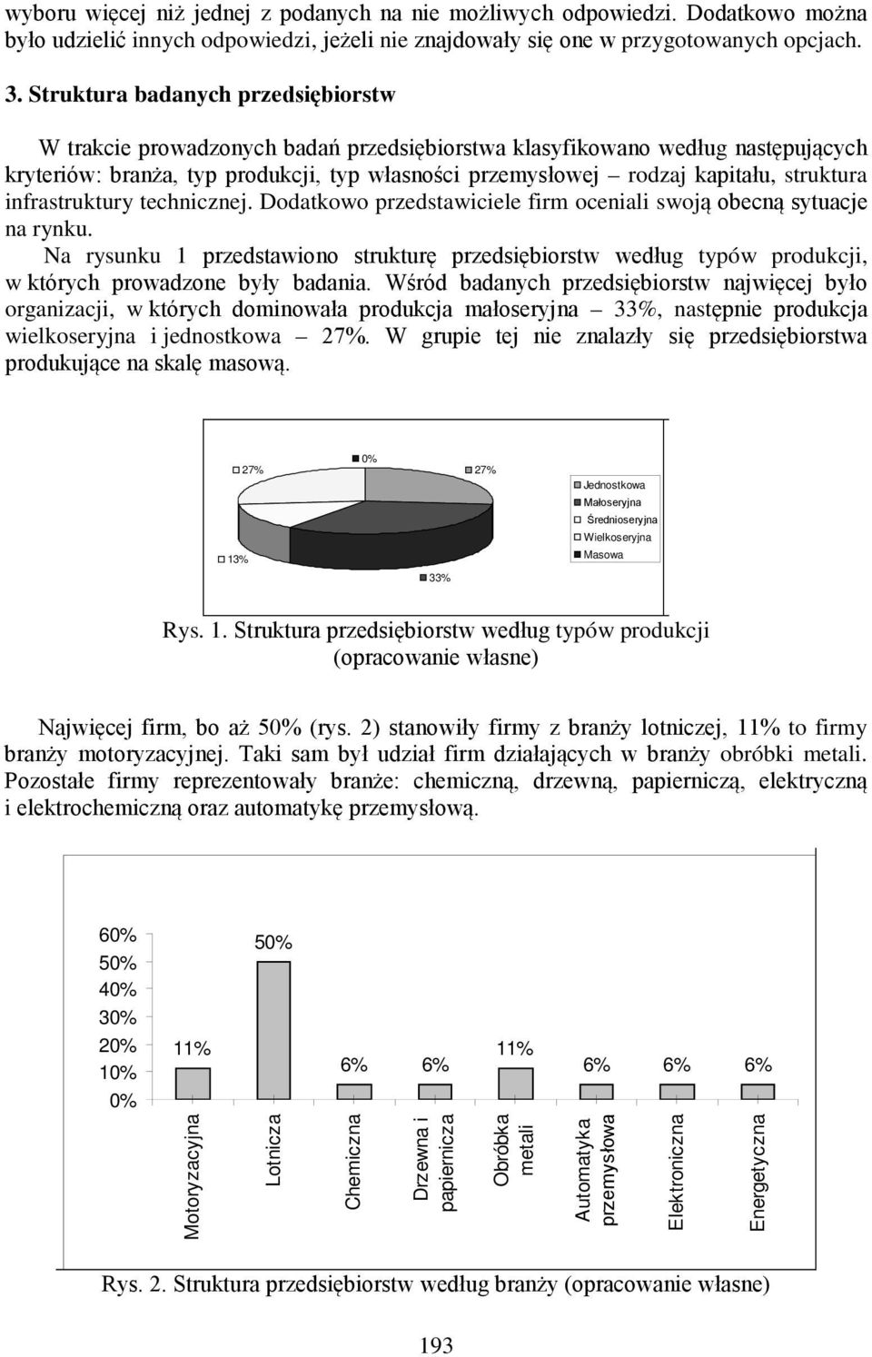 struktura infrastruktury technicznej. Dodatkowo przedstawiciele firm oceniali swoją obecną sytuacje na rynku.