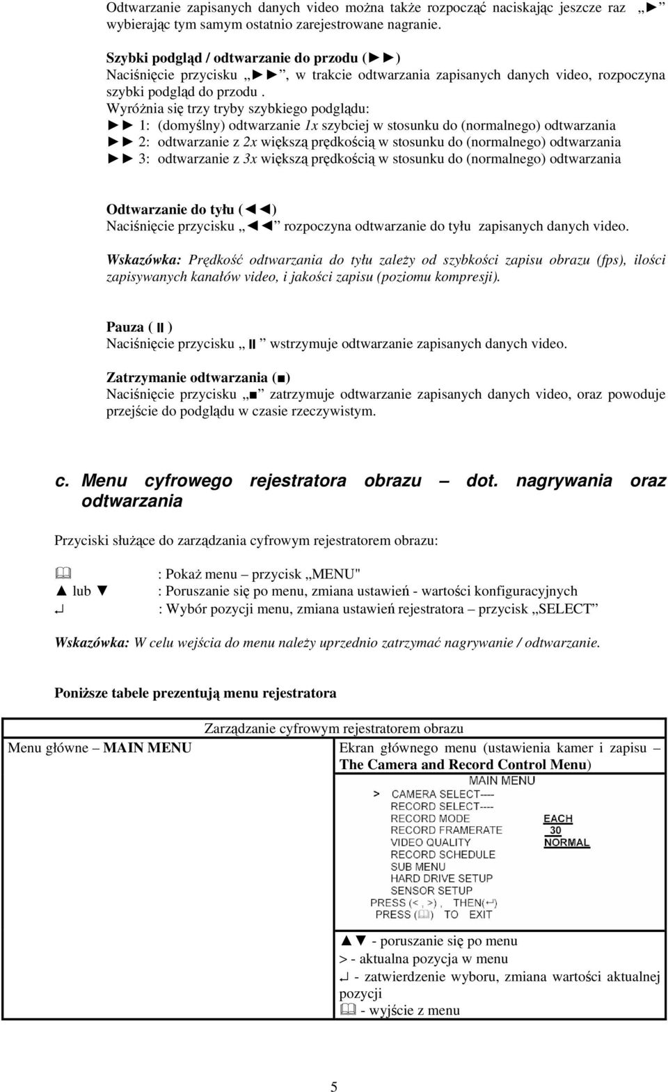 Wyróżnia się trzy tryby szybkiego podglądu: 1: (domyślny) odtwarzanie 1x szybciej w stosunku do (normalnego) odtwarzania 2: odtwarzanie z 2x większą prędkością w stosunku do (normalnego) odtwarzania