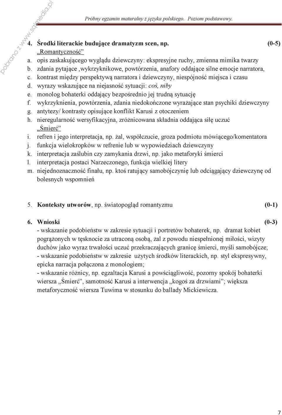 wyrazy wskazujące na niejasność sytuacji: coś, niby e. monolog bohaterki oddający bezpośrednio jej trudną sytuację f.