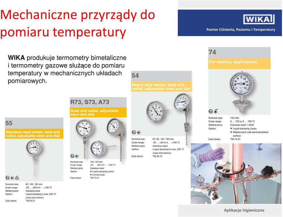 bimetaliczne i termometry gazowe służące