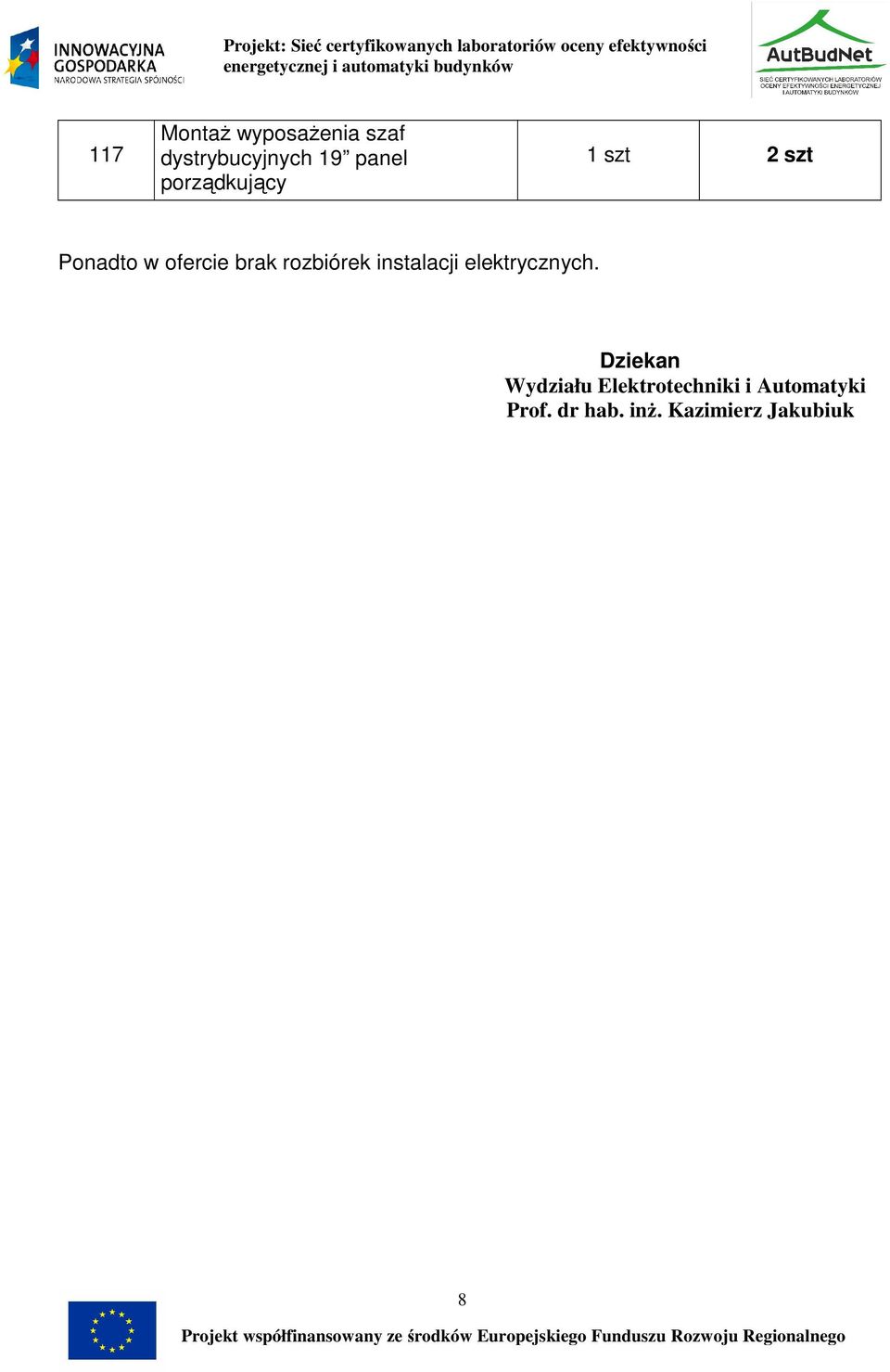 rozbiórek instalacji elektrycznych.