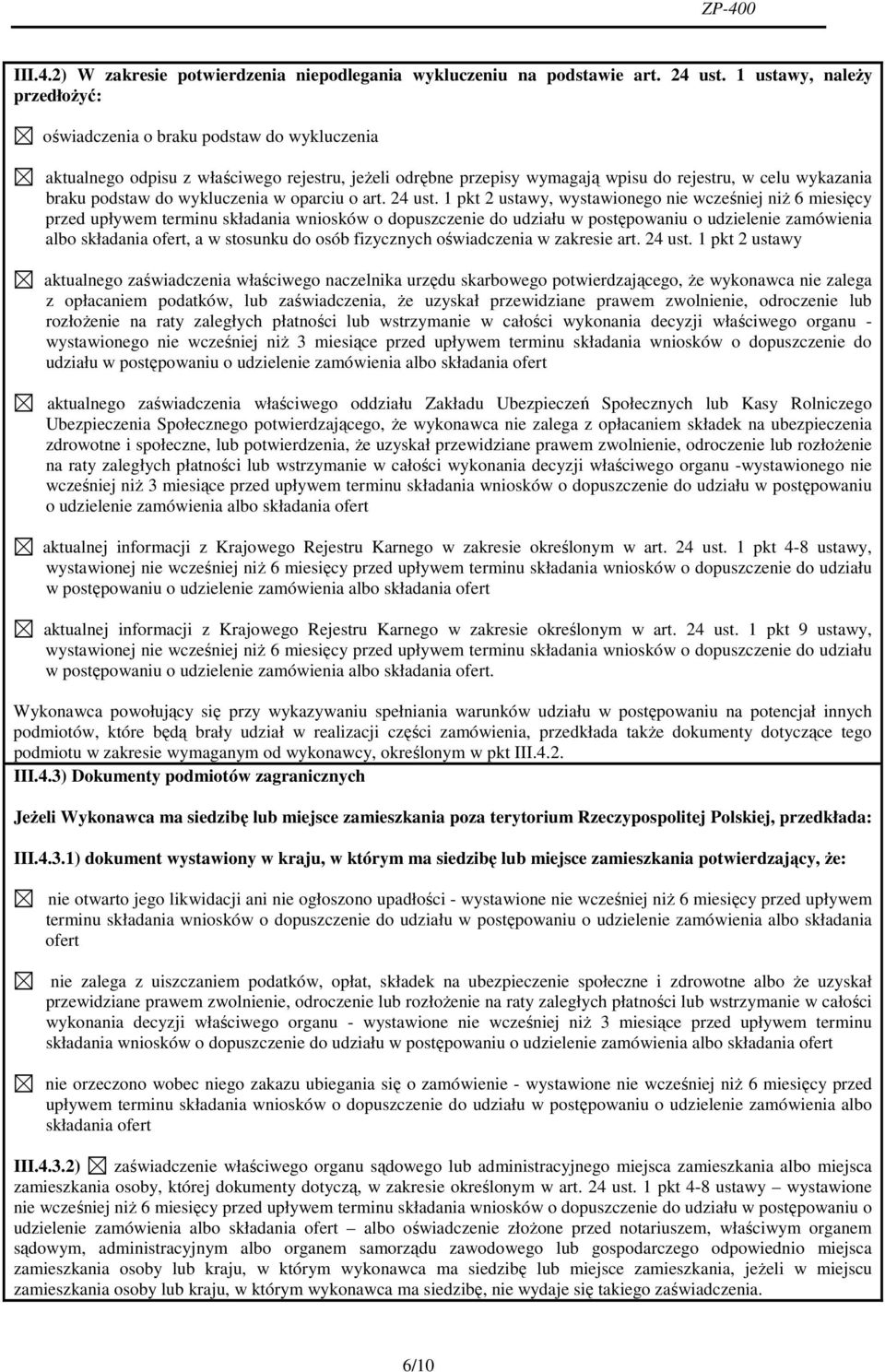 wykluczenia w oparciu o art. 24 ust.