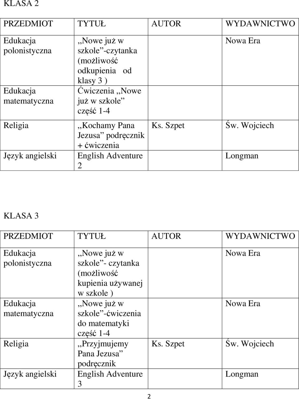 ćwiczenia 2 KLASA 3 szkole - czytanka (możliwość kupienia używanej