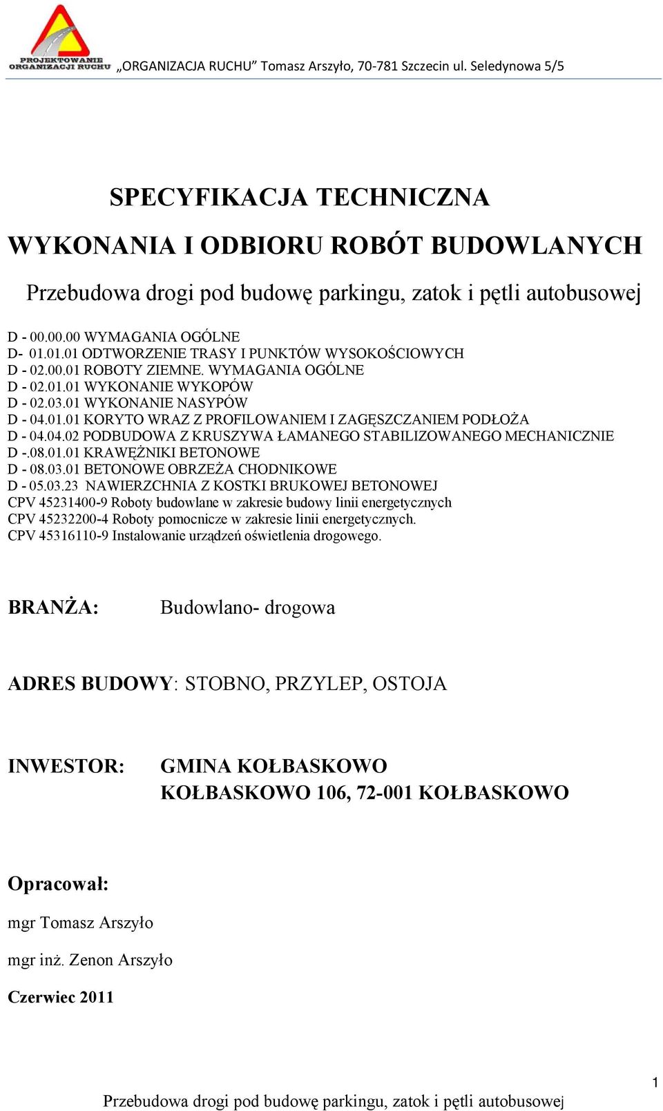 01.01 KRAWĘŻNIKI BETONOWE D - 08.03.