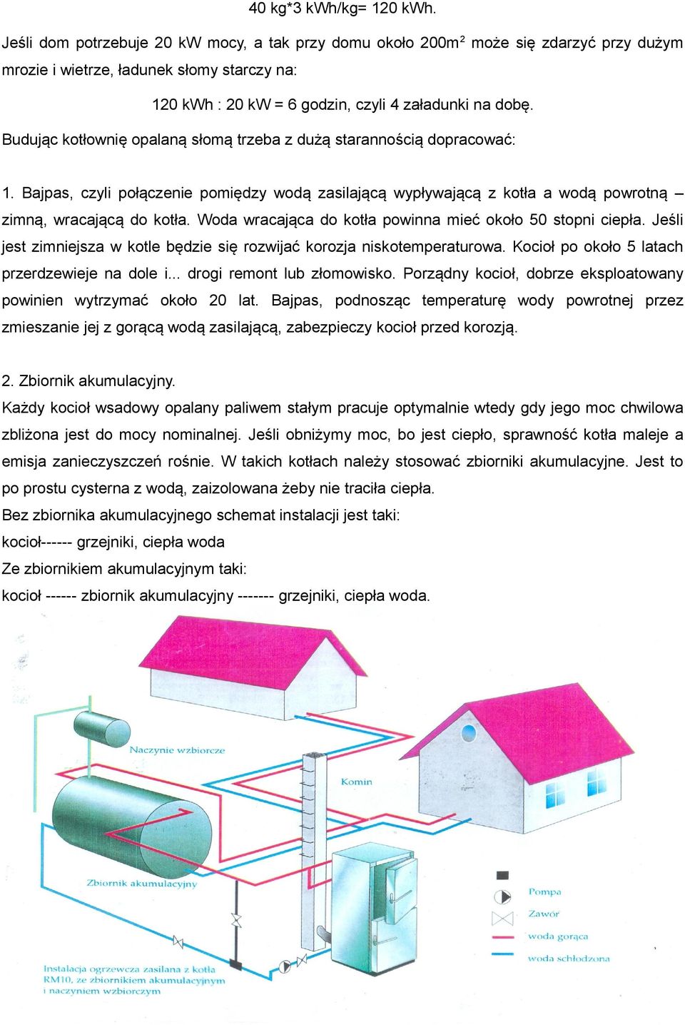 Budując kotłownię opalaną słomą trzeba z dużą starannością dopracować: 1. Bajpas, czyli połączenie pomiędzy wodą zasilającą wypływającą z kotła a wodą powrotną zimną, wracającą do kotła.