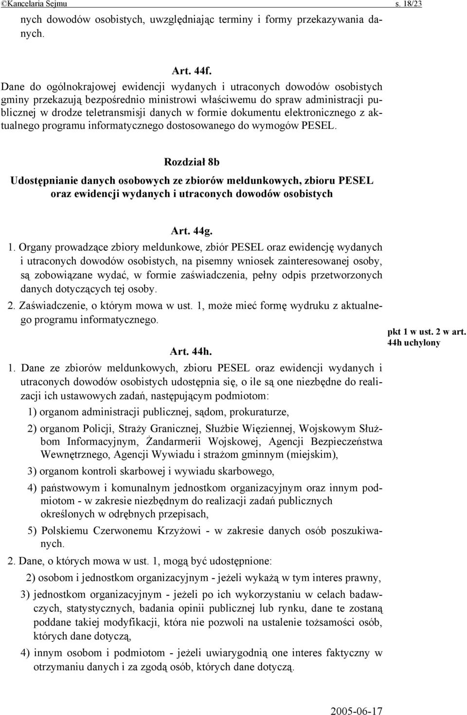 dokumentu elektronicznego z aktualnego programu informatycznego dostosowanego do wymogów PESEL.