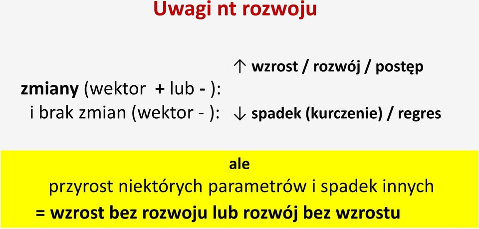 (kurczenie) / regres ale przyrost niektórych