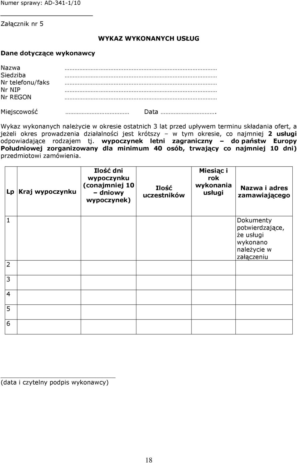 odpowiadające rodzajem tj. wypoczynek letni zagraniczny do państw Europy Południowej zorganizowany dla minimum 40 osób, trwający co najmniej 10 dni) przedmiotowi zamówienia.