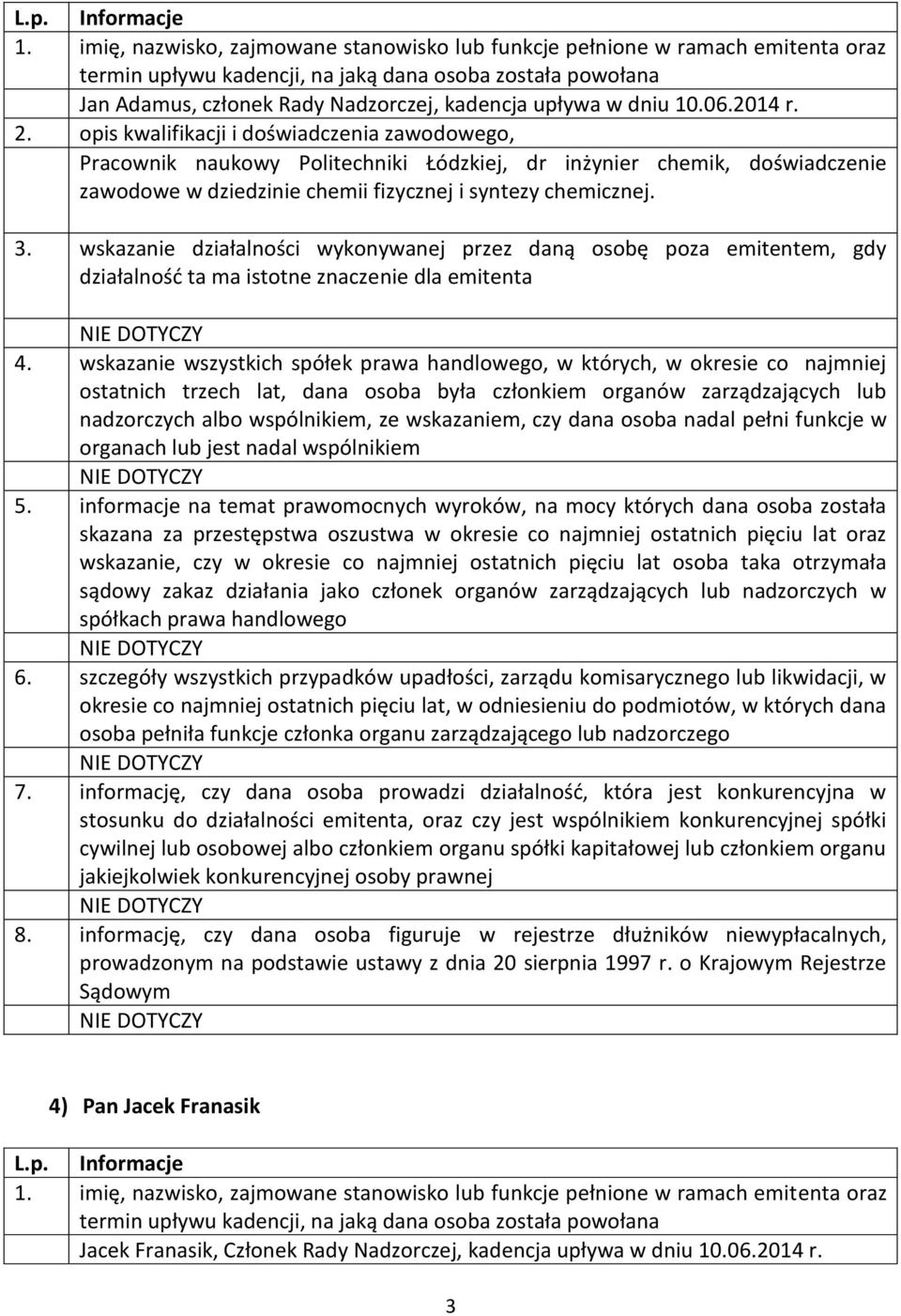 zawodowe w dziedzinie chemii fizycznej i syntezy chemicznej.