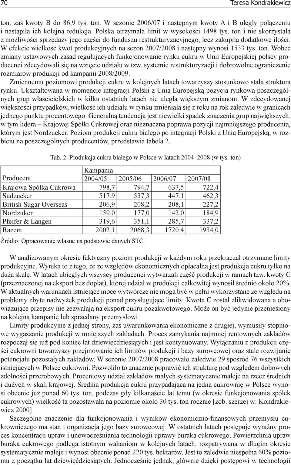 W efekcie wielkość kwot produkcyjnych na sezon 2007/2008 i następny wynosi 1533 tys. ton.