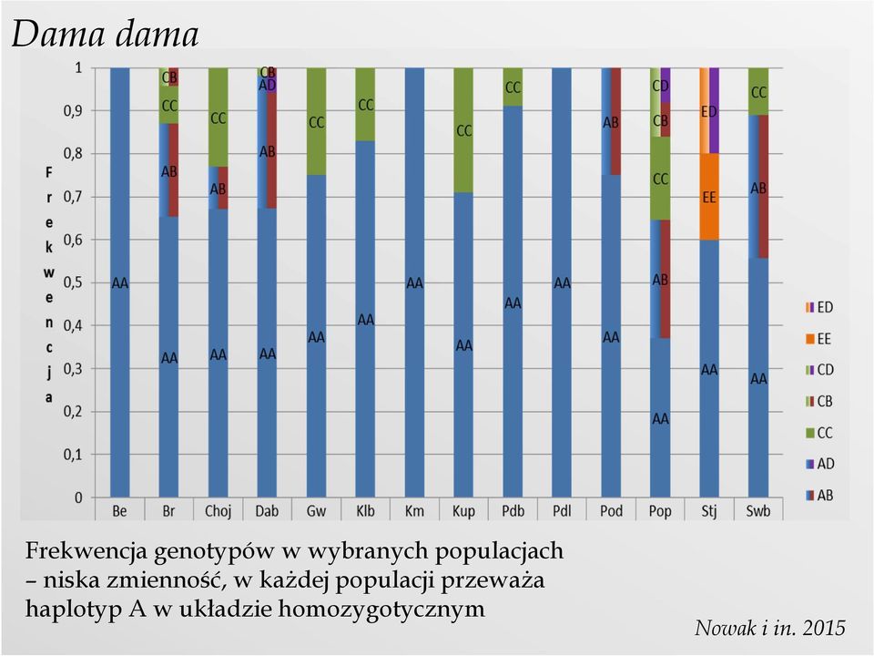 w kaŝdej populacji przewaŝa haplotyp A