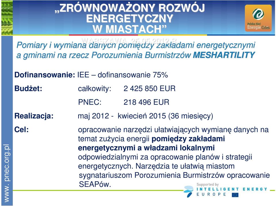 (36 miesięcy) opracowanie narzędzi ułatwiających wymianę danych na temat zużycia energii pomiędzy zakładami energetycznymi a władzami lokalnymi