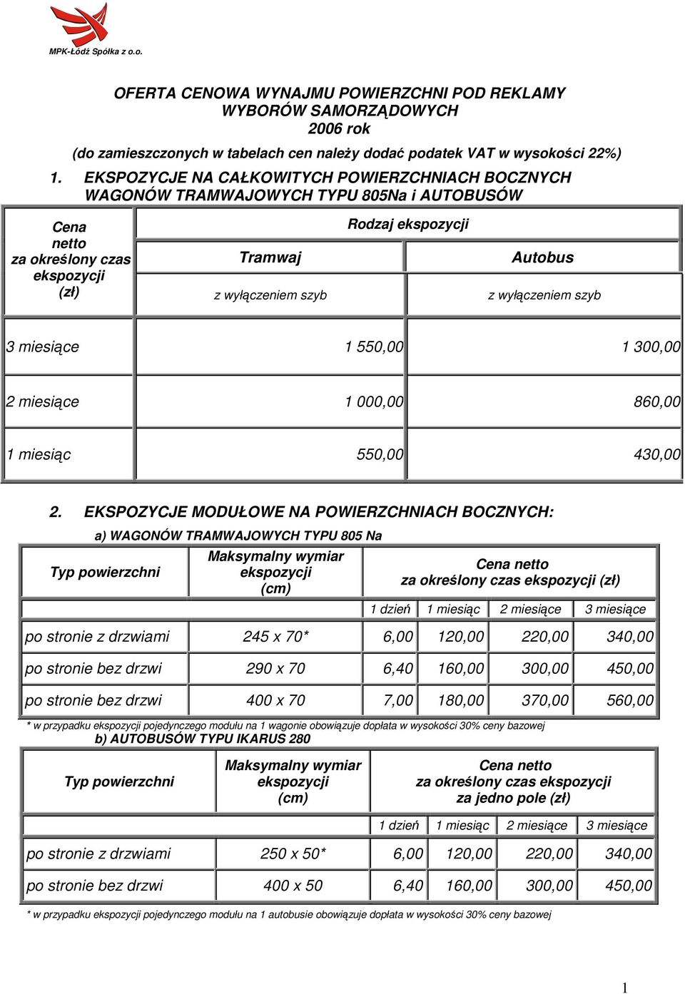 wyłączeniem szyb 3 miesiące 1 550,00 1 300,00 2 miesiące 1 000,00 860,00 1 miesiąc 550,00 430,00 2.