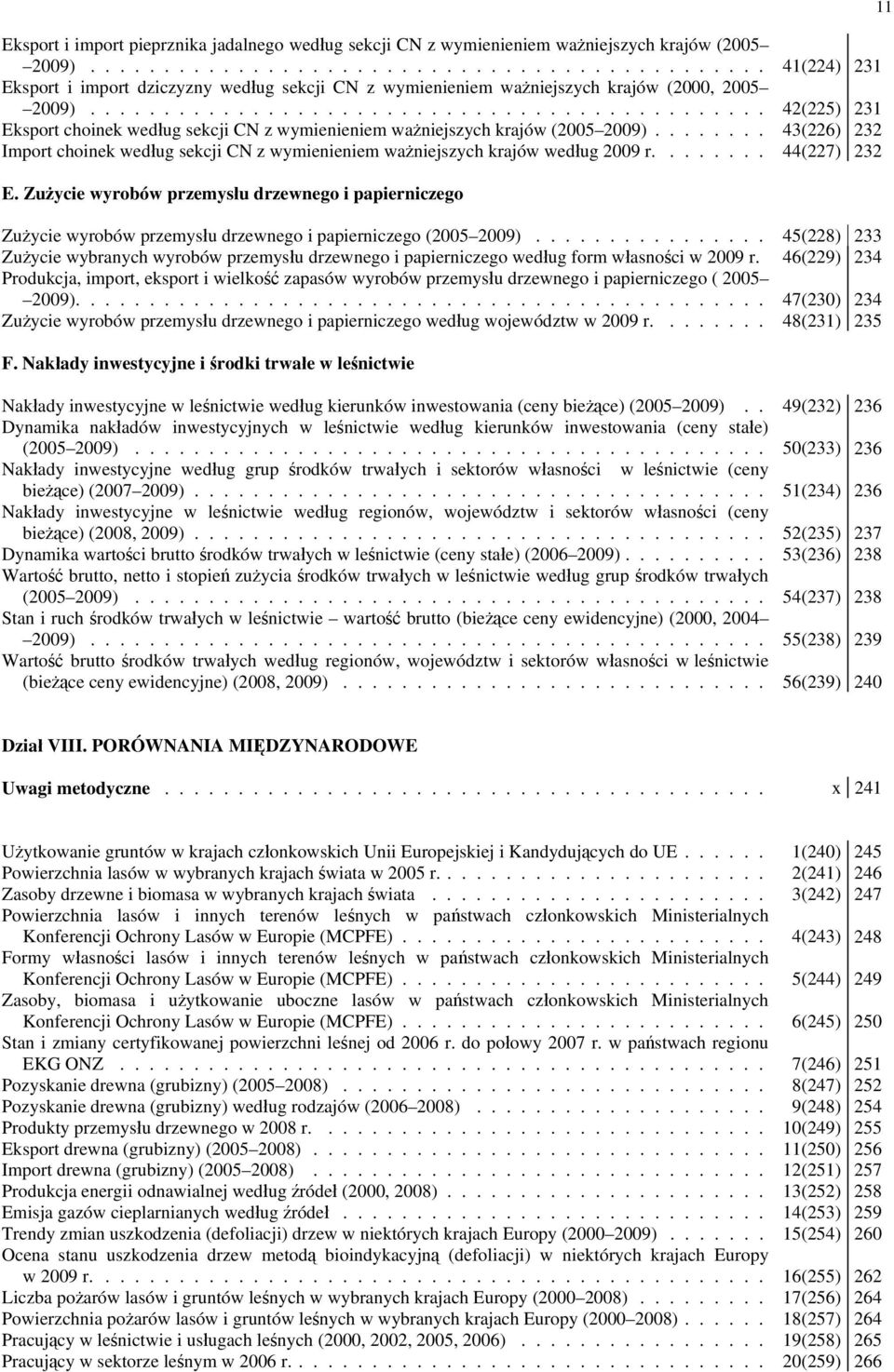 .............................................. 42(225) 231 Eksport choinek według sekcji CN z wymienieniem ważniejszych krajów (2005 2009).