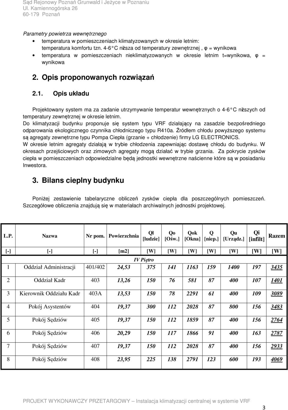 Opis układu Prjektwany system ma za zadanie utrzymywanie temperatur wewnętrznych 4-6 C niższych d temperatury zewnętrznej w kresie letnim.