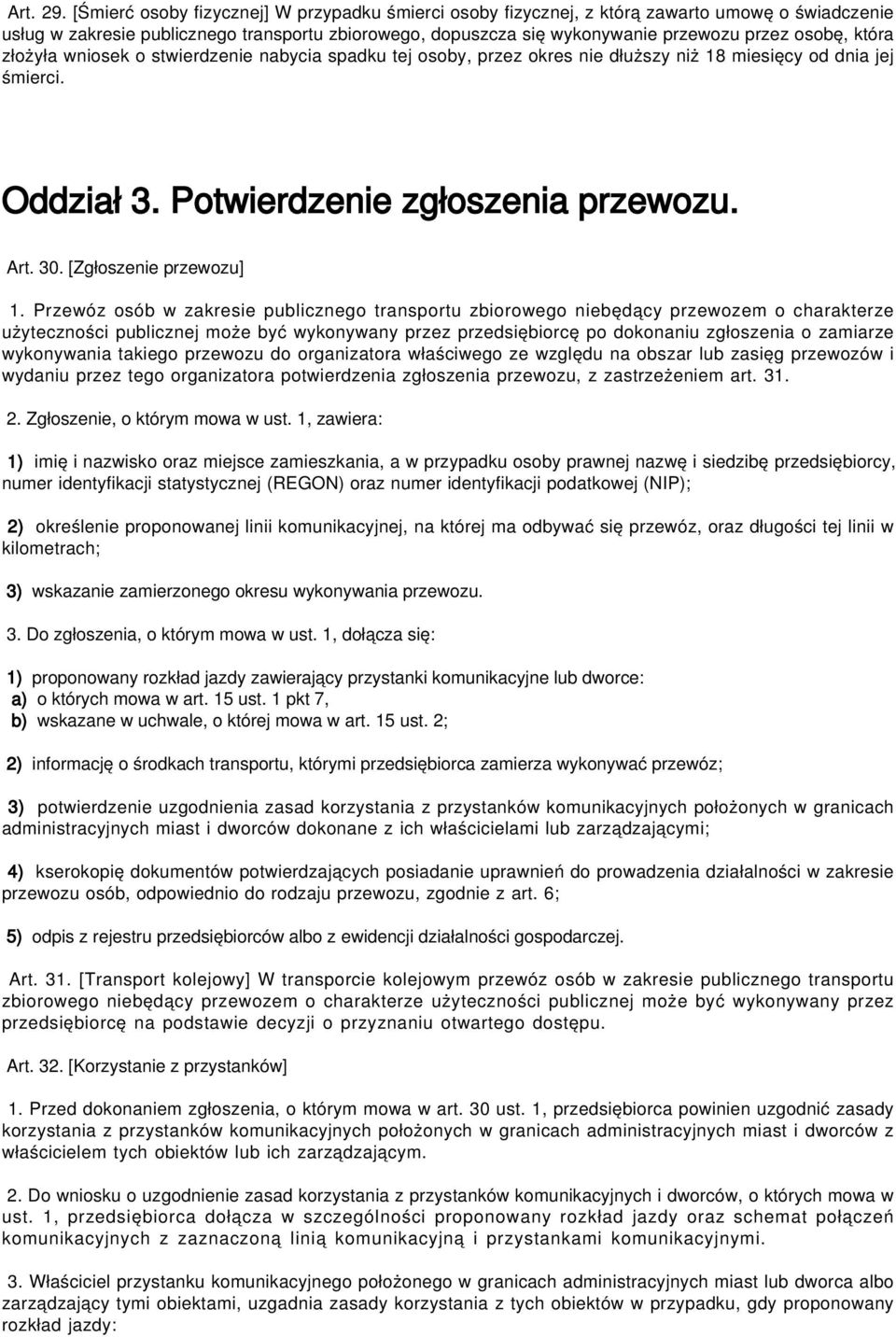 która złożyła wniosek o stwierdzenie nabycia spadku tej osoby, przez okres nie dłuższy niż 18 miesięcy od dnia jej śmierci. Oddział 3. Potwierdzenie zgłoszenia przewozu. Art. 30.
