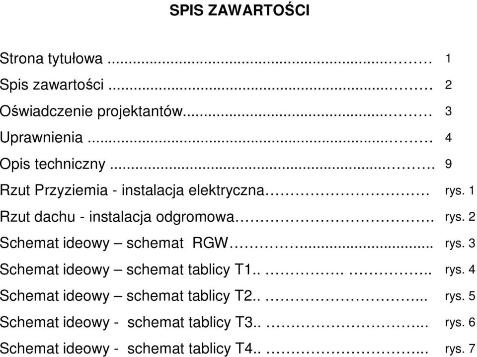 rys. 2 Schemat ideowy schemat RGW... rys. 3 Schemat ideowy schemat tablicy T1..... rys. 4 Schemat ideowy schemat tablicy T2.