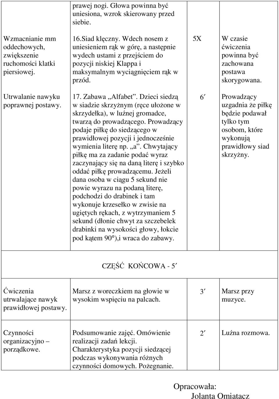 Konspekt Zajęć Korekcyjno Kompensacyjnych Koncentracja Uwagi W Przedszkolu KONSPEKT ZAJĘĆ KOREKCYJNO KOMPENSACYJNYCH. dla płaskostopia i pleców