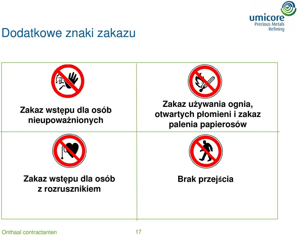 otwartych płomieni i zakaz palenia papierosów
