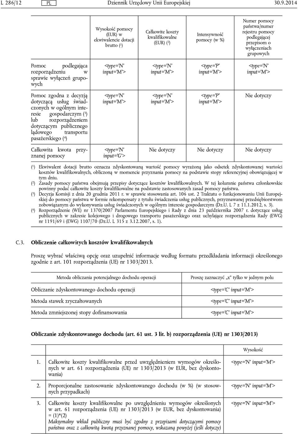 o wyłączeniach grupowych Pomoc podlegająca rozporządzeniu w sprawie wyłączeń grupowych <type='p' Pomoc zgodna z decyzją dotyczącą usług świadczonych w ogólnym interesie gospodarczym ( 3 ) lub