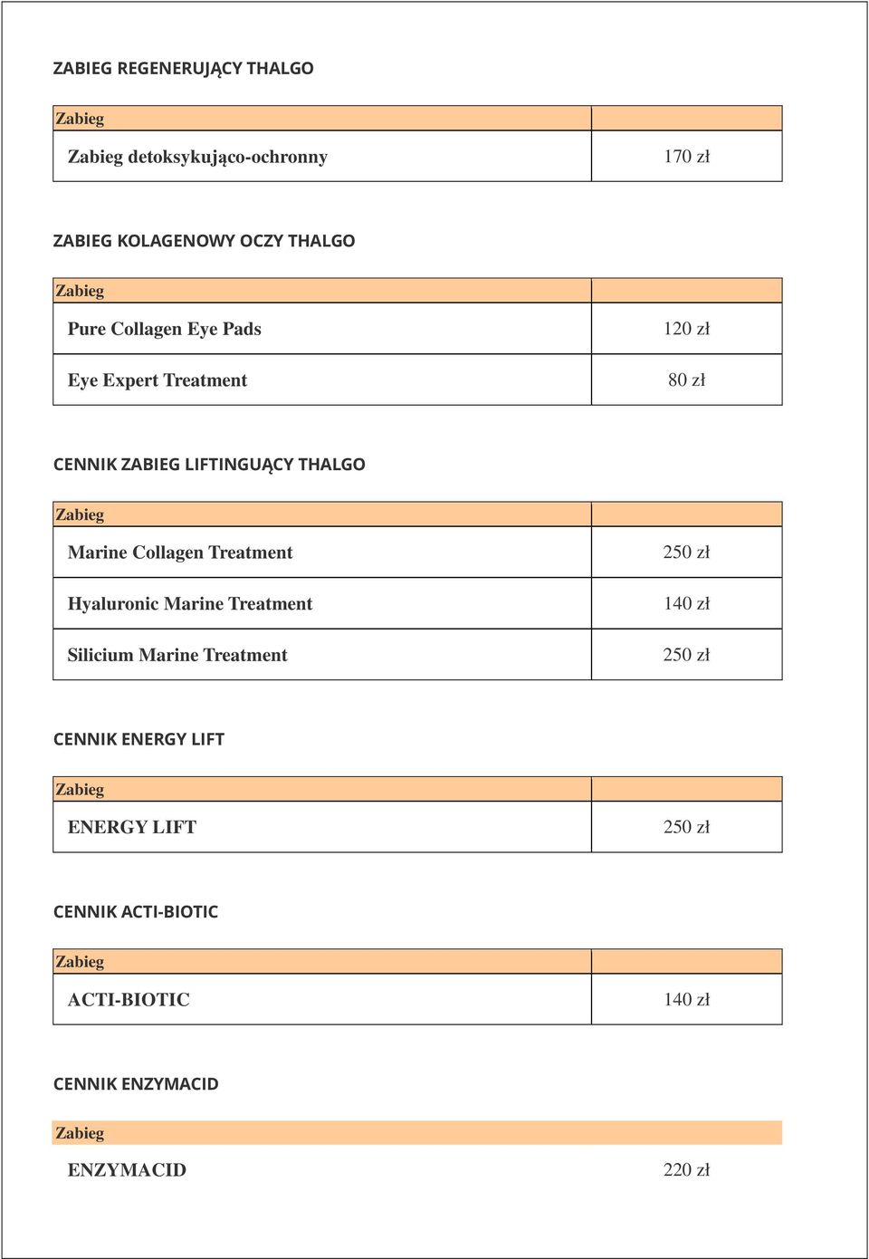 Marine Collagen Treatment Hyaluronic Marine Treatment Silicium Marine Treatment CENNIK