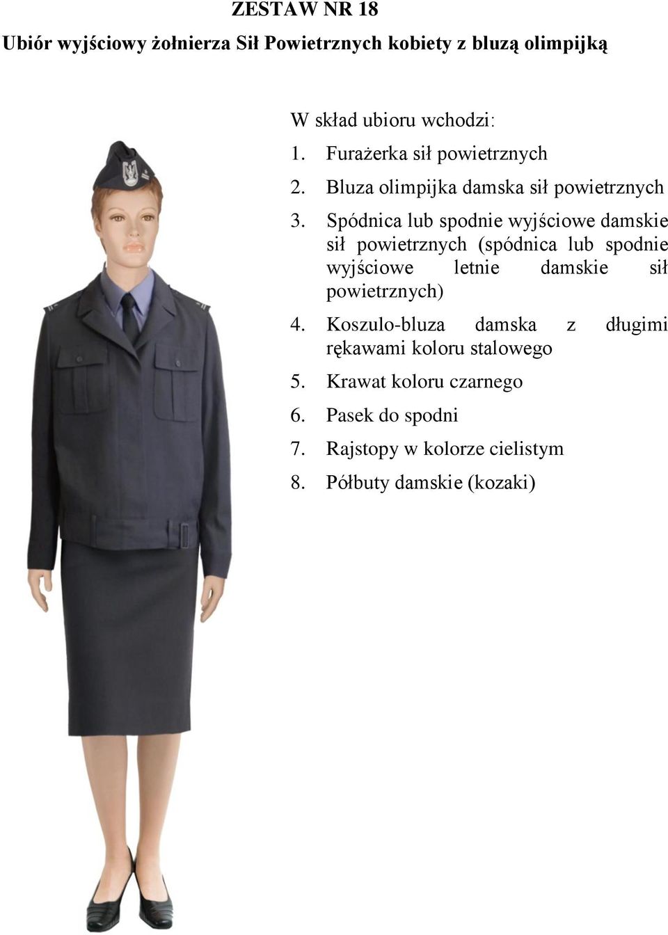 Spódnica lub spodnie wyjściowe damskie sił powietrznych (spódnica lub spodnie wyjściowe letnie damskie sił