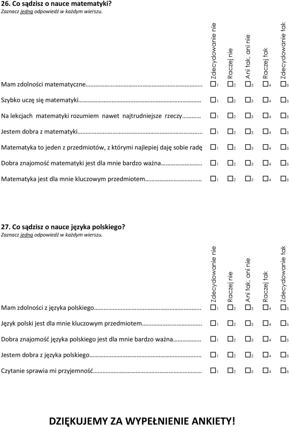 . 1 2 3 4 5 Szybko uczę się matematyki 1 2 3 4 5 Na lekcjach matematyki rozumiem nawet najtrudniejsze rzeczy 1 2 3 4 5 Jestem dobra z matematyki.