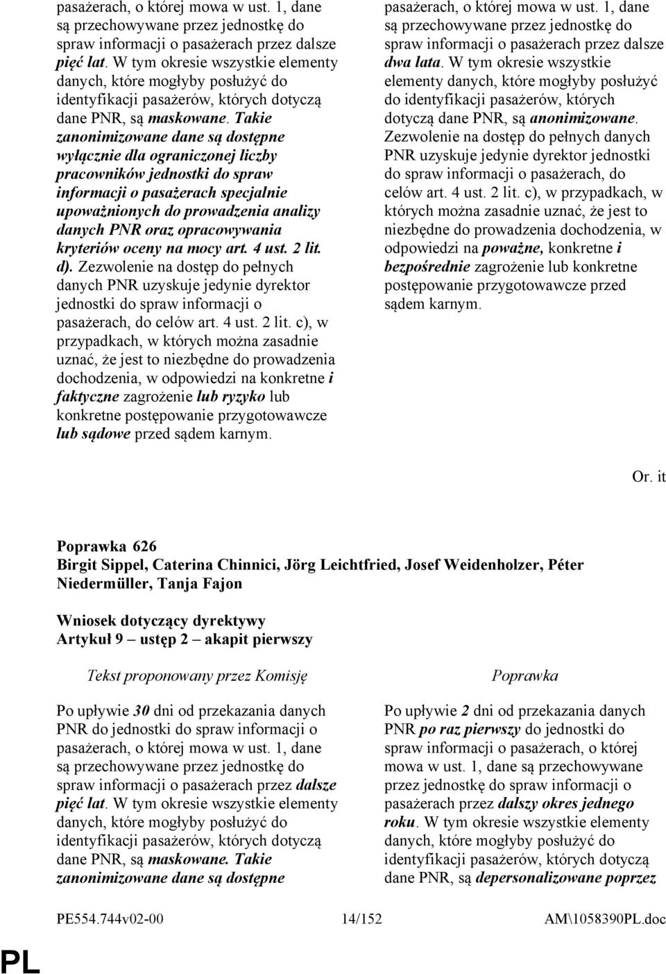 Takie zanonimizowane dane są dostępne wyłącznie dla ograniczonej liczby pracowników jednostki do spraw informacji o pasażerach specjalnie upoważnionych do prowadzenia analizy danych PNR oraz