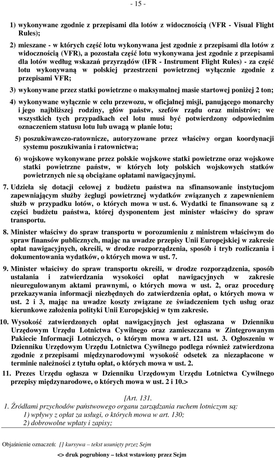 zgodnie z przepisami VFR; 3) wykonywane przez statki powietrzne o maksymalnej masie startowej poniżej 2 ton; 4) wykonywane wyłącznie w celu przewozu, w oficjalnej misji, panującego monarchy i jego