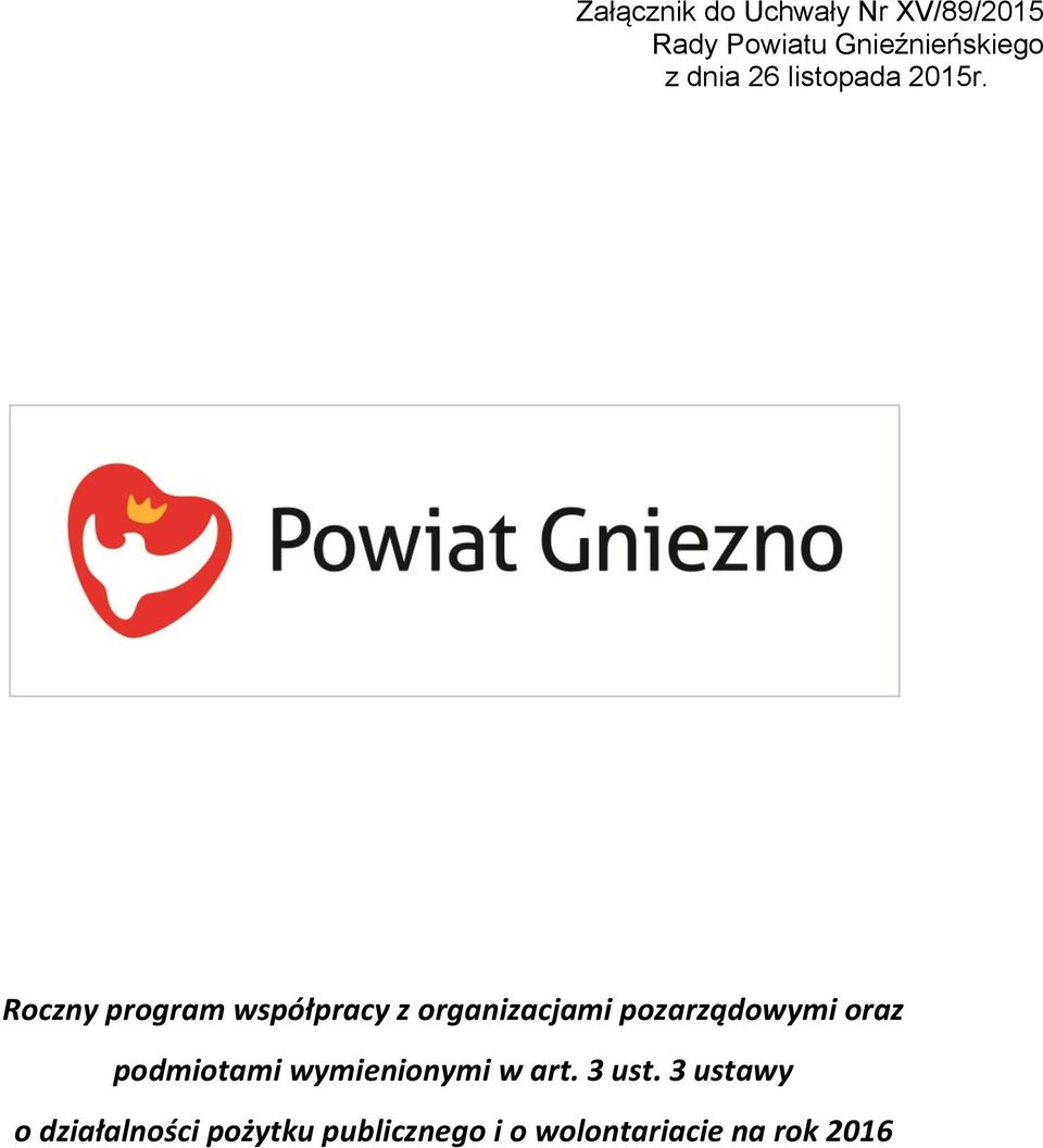 Roczny program współpracy z organizacjami pozarządowymi oraz